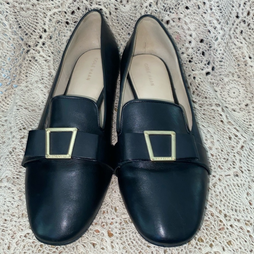 Cole Haan Black Loafers with Gold Buckle